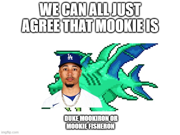 WE CAN ALL JUST AGREE THAT MOOKIE IS; DUKE MOOKIRON OR
MOOKIE FISHERON | made w/ Imgflip meme maker