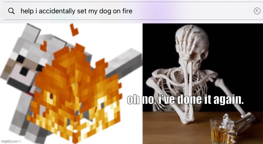 How did you do this | oh no, i’ve done it again. | image tagged in skeleton,minecraft,stupid search results | made w/ Imgflip meme maker