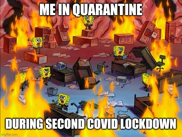 Quarantine | ME IN QUARANTINE; DURING SECOND COVID LOCKDOWN | image tagged in coronavirus,covid-19,quarantine,memes | made w/ Imgflip meme maker