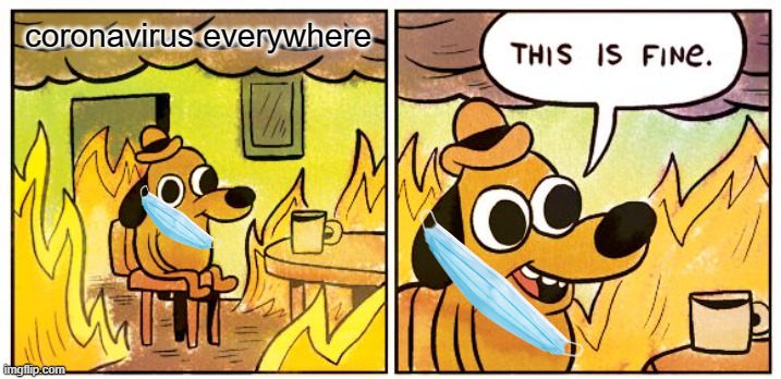 This Is Fine | coronavirus everywhere | image tagged in memes,this is fine,coronavirus,covidiots | made w/ Imgflip meme maker