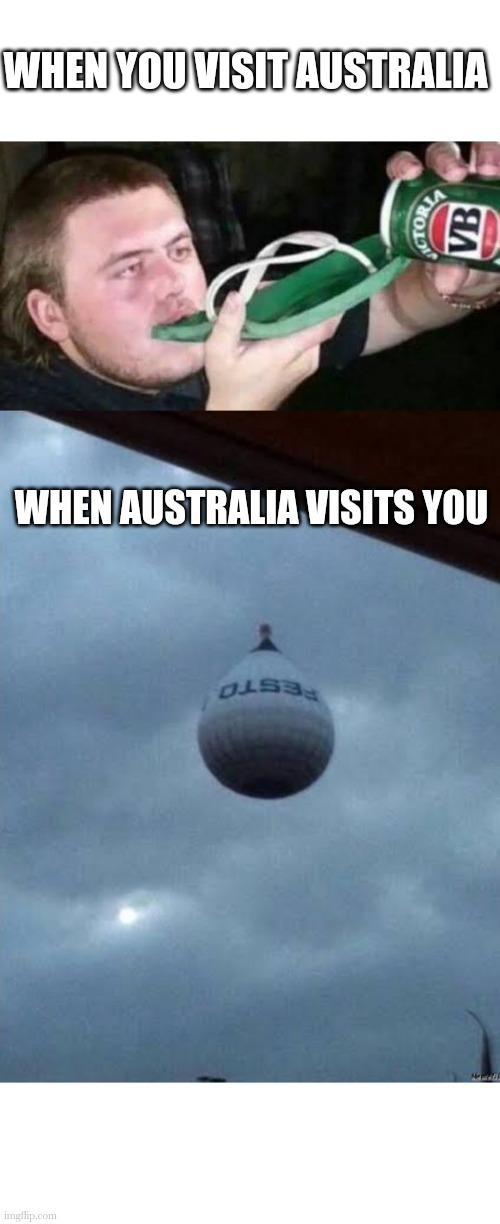 Don't worry, not racist I'm an Aussie mate | WHEN YOU VISIT AUSTRALIA; WHEN AUSTRALIA VISITS YOU | image tagged in australia | made w/ Imgflip meme maker