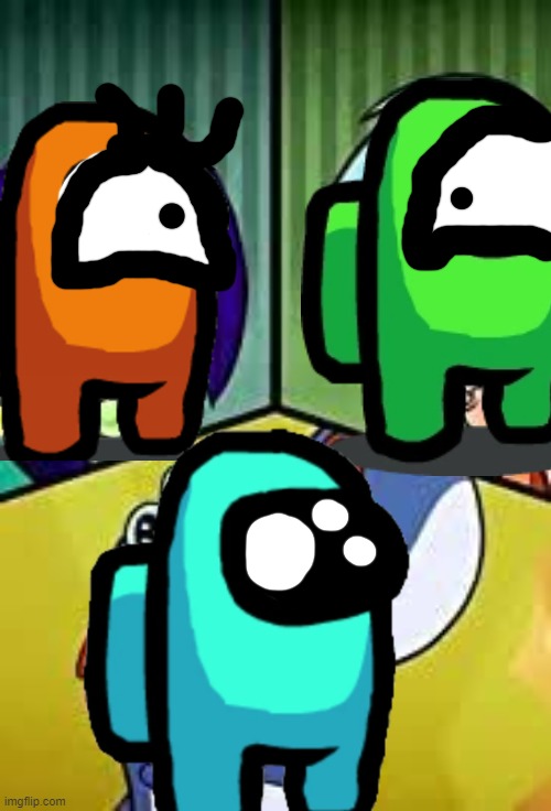 Brainslugs confusing to a mini crewmate | image tagged in among us | made w/ Imgflip meme maker