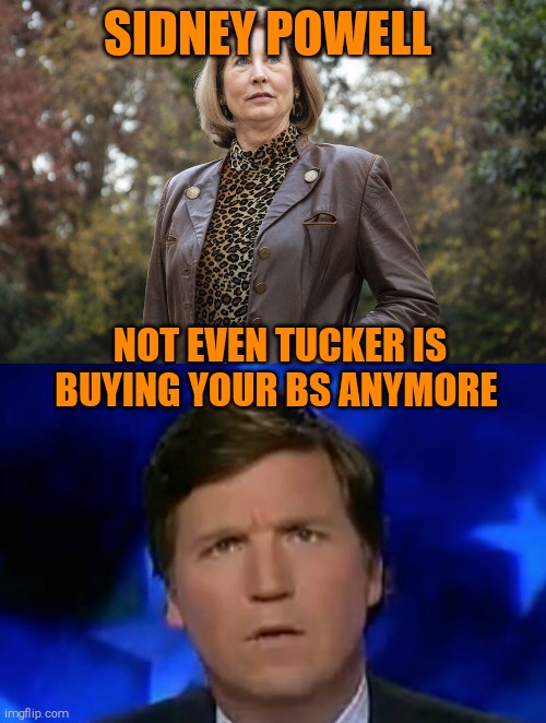 SIDNEY POWELL; NOT EVEN TUCKER IS BUYING YOUR BS ANYMORE | image tagged in memes,election 2020 | made w/ Imgflip meme maker