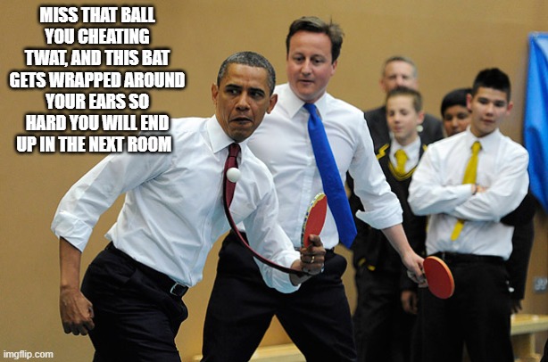 MISS THAT BALL YOU CHEATING TWAT, AND THIS BAT GETS WRAPPED AROUND YOUR EARS SO HARD YOU WILL END UP IN THE NEXT ROOM | image tagged in democrats | made w/ Imgflip meme maker