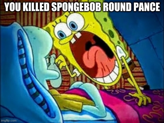 spongebob yelling | YOU KILLED SPONGEBOB ROUND PANCE | image tagged in spongebob yelling | made w/ Imgflip meme maker
