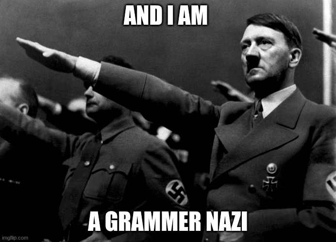 Grammer | AND I AM A GRAMMER NAZI | image tagged in grammer | made w/ Imgflip meme maker