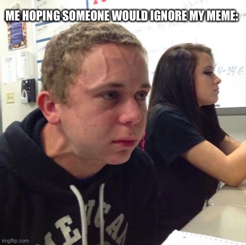 angery boi | ME HOPING SOMEONE WOULD IGNORE MY MEME: | image tagged in angery boi | made w/ Imgflip meme maker