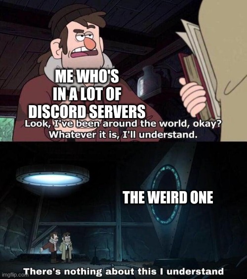 There's nothing about this I understand | ME WHO'S IN A LOT OF DISCORD SERVERS; THE WEIRD ONE | image tagged in there's nothing about this i understand,discord,memes | made w/ Imgflip meme maker