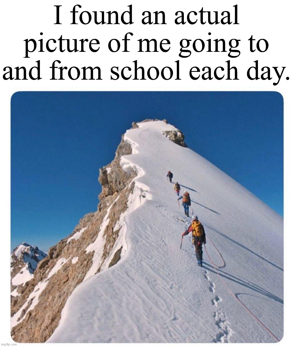 See kids, I did not make it up. | I found an actual picture of me going to and from school each day. | image tagged in school,remember when | made w/ Imgflip meme maker