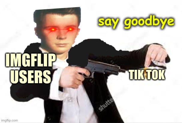 I just made this template if you want to check it out :) | IMGFLIP USERS; TIK TOK | image tagged in say goodbye,imgflip users,tik tok,rick astley,new template,custom template | made w/ Imgflip meme maker