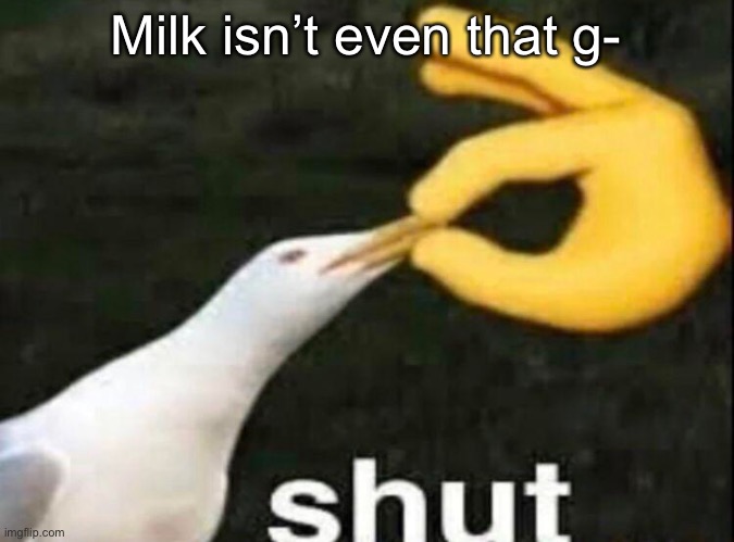 SHUT | Milk isn’t even that g- | image tagged in shut | made w/ Imgflip meme maker