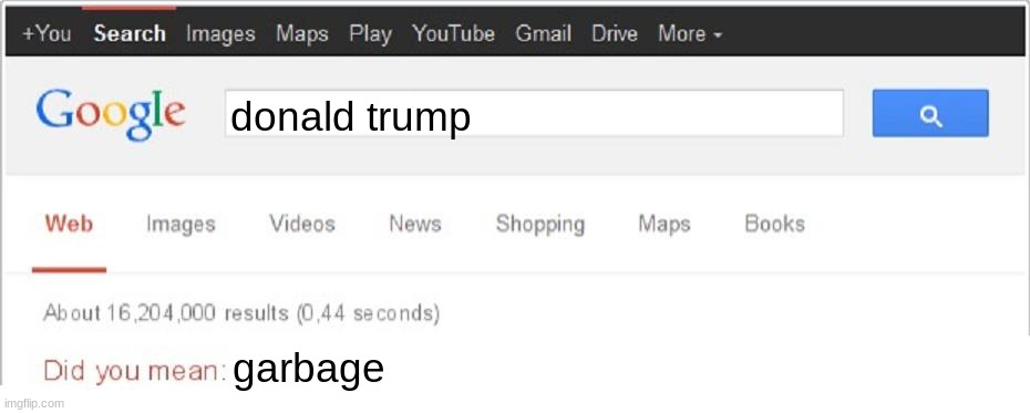 him | donald trump; garbage | image tagged in did you mean | made w/ Imgflip meme maker