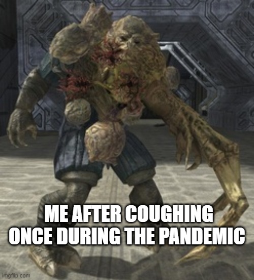 Me coughing in pandemic | ME AFTER COUGHING ONCE DURING THE PANDEMIC | image tagged in halo,flood | made w/ Imgflip meme maker