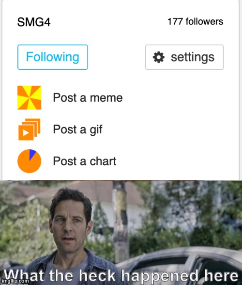 I swear we had over 200 followers yesterday | image tagged in antman what the heck happened here | made w/ Imgflip meme maker