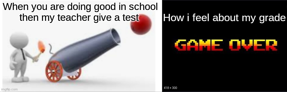 my grades | How i feel about my grade; When you are doing good in school
then my teacher give a test | image tagged in grades,funny,to real | made w/ Imgflip meme maker