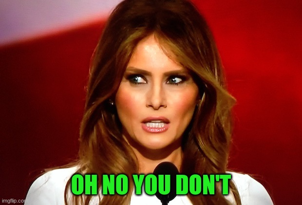 Melania trump  | OH NO YOU DON'T | image tagged in melania trump | made w/ Imgflip meme maker