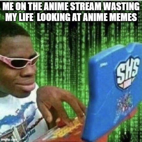 me | ME ON THE ANIME STREAM WASTING MY LIFE  LOOKING AT ANIME MEMES | image tagged in ryan beckford | made w/ Imgflip meme maker