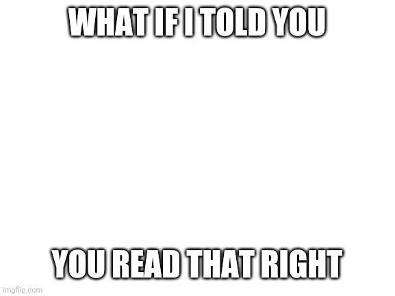 Blank White Template | WHAT IF I TOLD YOU; YOU READ THAT RIGHT | image tagged in blank white template | made w/ Imgflip meme maker