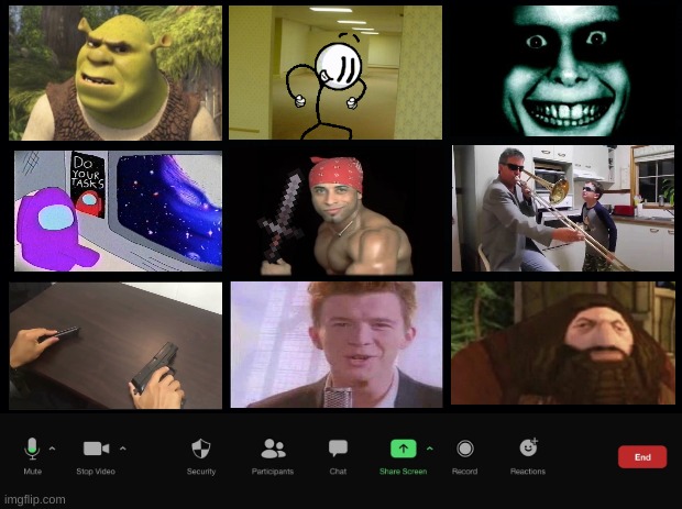 Just your average zoom meeting | image tagged in black background,zoom,online school,funny,memes,mashup | made w/ Imgflip meme maker
