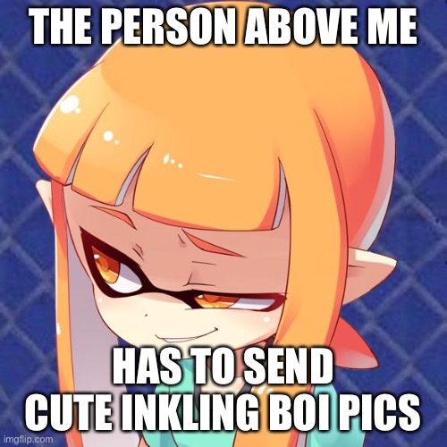 Ngyesh! | THE PERSON ABOVE ME; HAS TO SEND CUTE INKLING BOI PICS | image tagged in smug inkling | made w/ Imgflip meme maker