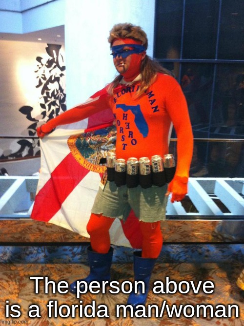 Florida Man | The person above is a florida man/woman | image tagged in florida man | made w/ Imgflip meme maker