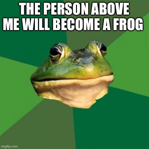 . | THE PERSON ABOVE ME WILL BECOME A FROG | image tagged in memes,foul bachelor frog | made w/ Imgflip meme maker