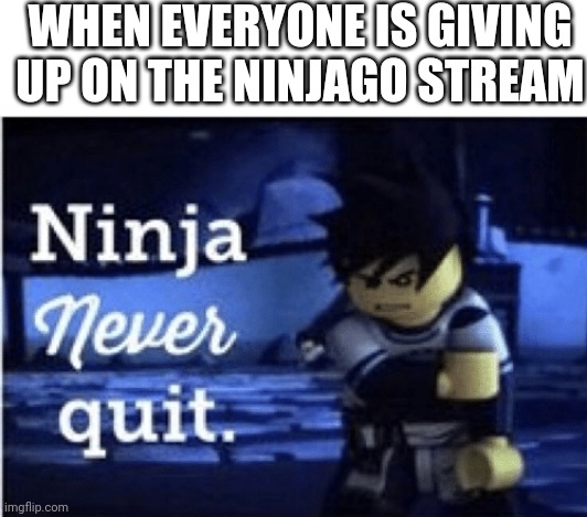 WHEN EVERYONE IS GIVING UP ON THE NINJAGO STREAM | image tagged in ninjago,ninja,lego,memes | made w/ Imgflip meme maker