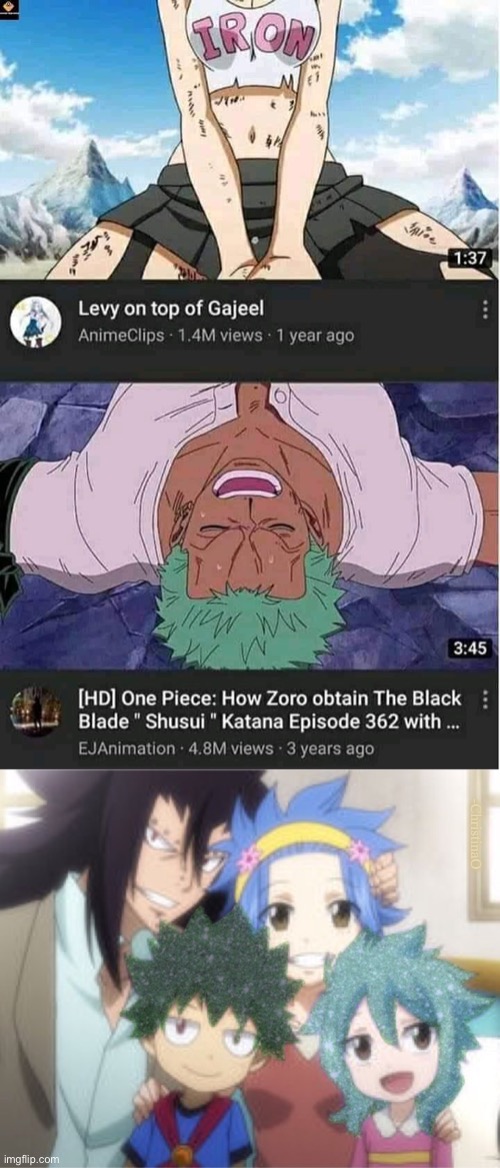 Gajeel, Levy and Zoro | -ChristinaO | image tagged in fairy tail,fairy tail meme,one piece,roronoa zoro,zoro,fairy tail guild | made w/ Imgflip meme maker