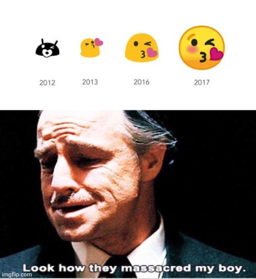 Another old news: Has anybody remember these old emojis? (Improvised) | image tagged in look how they massacred my boy,emoji,google,sad,memes | made w/ Imgflip meme maker