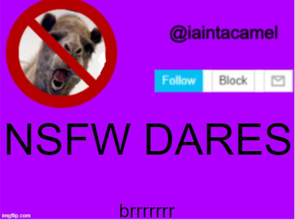 idk lol | NSFW DARES; brrrrrrr | image tagged in iaintacamel | made w/ Imgflip meme maker