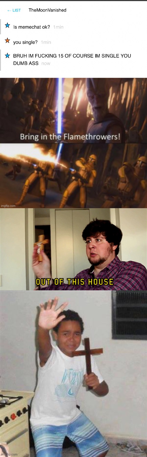 WHY?!? NO! THIS IS ILLEGAL! | image tagged in jontron out of this house,scared kid | made w/ Imgflip meme maker