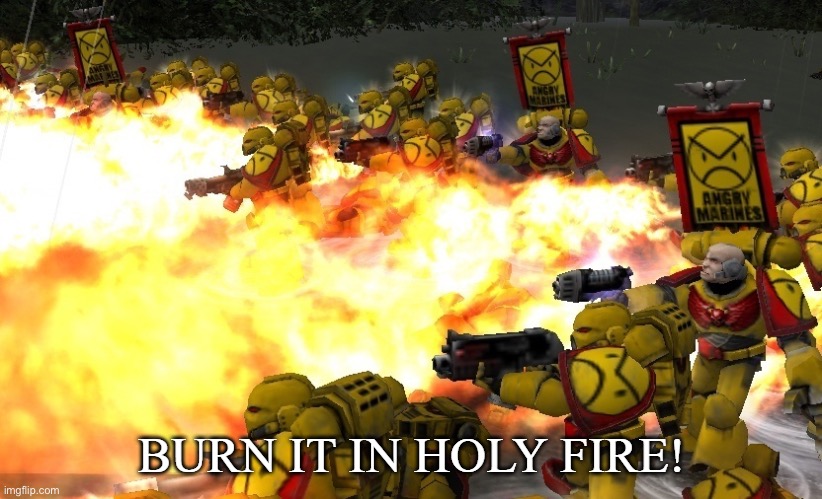 BURN IT IN HOLY FIRE! 2 | image tagged in burn it in holy fire 2 | made w/ Imgflip meme maker