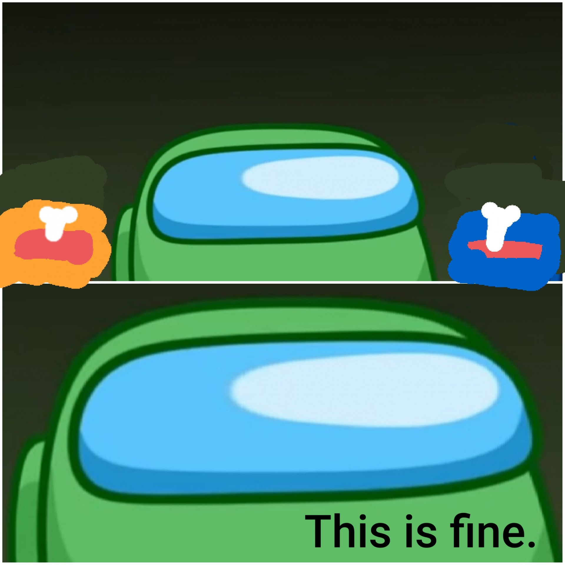 This is fine Among us lime Blank Meme Template