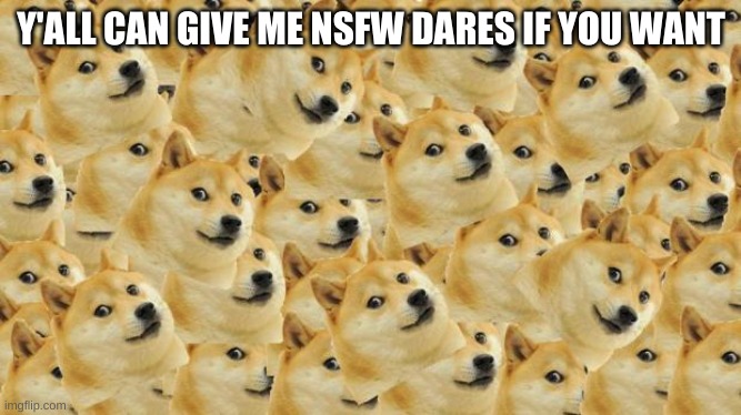 They can be SFW, I dont mind either way | Y'ALL CAN GIVE ME NSFW DARES IF YOU WANT | image tagged in memes,multi doge | made w/ Imgflip meme maker