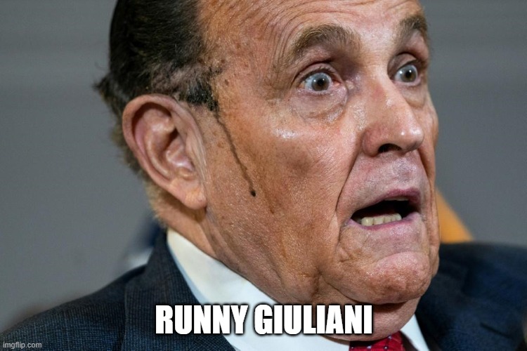 runny face | RUNNY GIULIANI | image tagged in donald trump | made w/ Imgflip meme maker