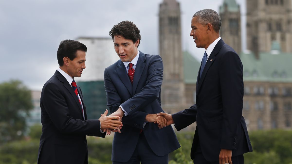 Obama, Justin Trudeau Handshake Blank Meme Template