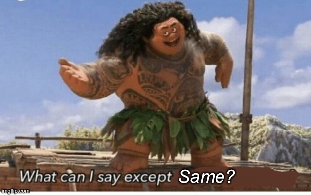 Moana maui what can I say except blank | Same? | image tagged in moana maui what can i say except blank | made w/ Imgflip meme maker