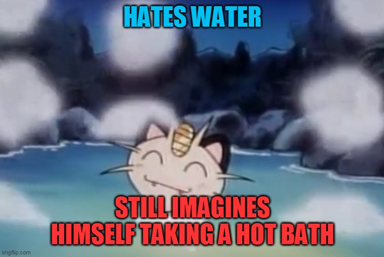 pokemon logic in a nutshell | HATES WATER; STILL IMAGINES HIMSELF TAKING A HOT BATH | image tagged in memes,funny,pokemon logic,pokemon | made w/ Imgflip meme maker