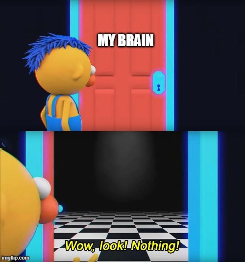 where are my braincells? | MY BRAIN | image tagged in wow look nothing | made w/ Imgflip meme maker