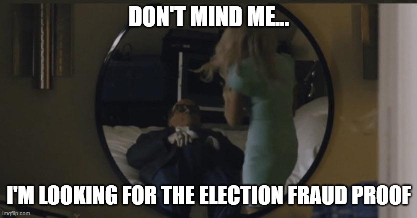 Guliani Election Proof | DON'T MIND ME... I'M LOOKING FOR THE ELECTION FRAUD PROOF | image tagged in funny,politics,borat,election 2020 | made w/ Imgflip meme maker