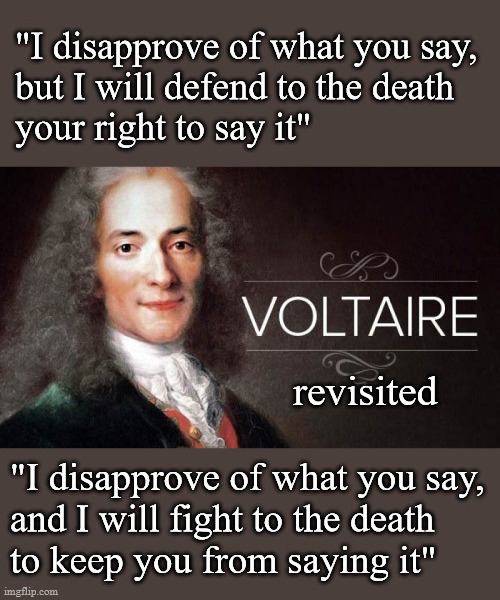 Voltaire revisited | image tagged in quotes revisited | made w/ Imgflip meme maker
