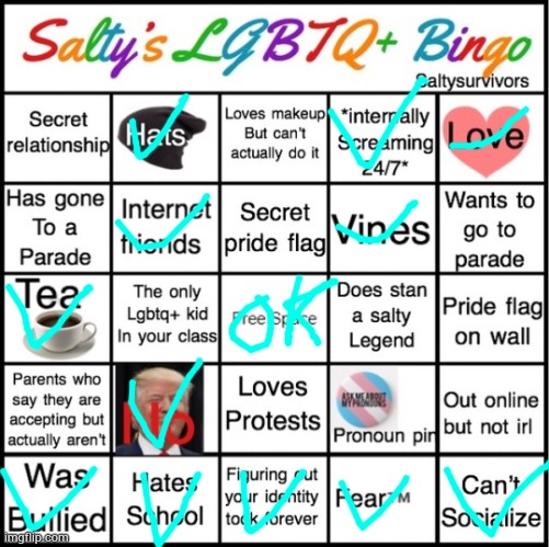 Huh. Noice, a bingo- Also hats? Yes. I collect baseball caps. F*dolphin noises* love them! | image tagged in the pride bingo | made w/ Imgflip meme maker