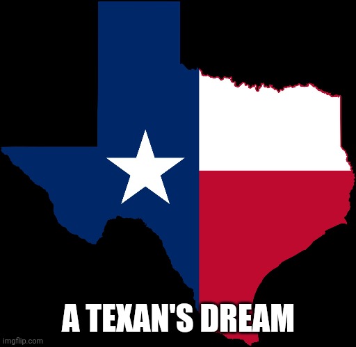 texas map | A TEXAN'S DREAM | image tagged in texas map | made w/ Imgflip meme maker