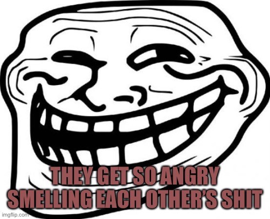 Troll Face Meme | THEY GET SO ANGRY SMELLING EACH OTHER’S SHIT | image tagged in memes,troll face | made w/ Imgflip meme maker