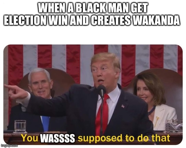 You weren't supposed to do that | WHEN A BLACK MAN GET ELECTION WIN AND CREATES WAKANDA; WASSSS | image tagged in you weren't supposed to do that | made w/ Imgflip meme maker