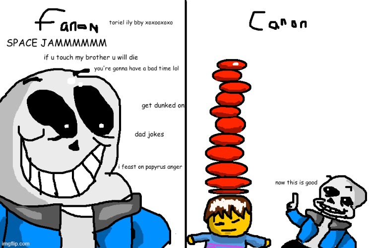 Fanon vs Canon Sans | image tagged in undertale,whydoyoureadthetags | made w/ Imgflip meme maker