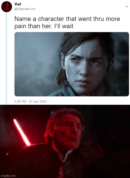 i MeAn.... | image tagged in name one character who went through more pain than her,hilarious,funny memes,funny,star wars,so true memes | made w/ Imgflip meme maker