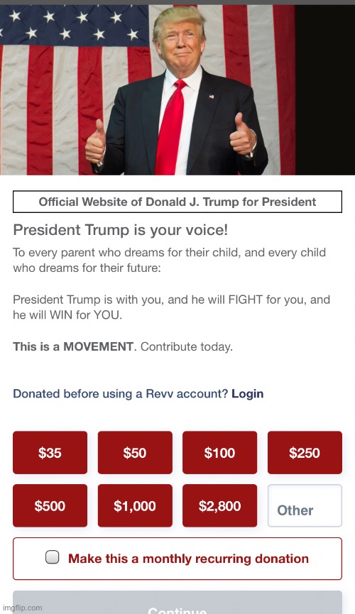 Donate to the Victory Fund today! Just make sure that dang recurring box isn’t accidentally checked for you | image tagged in election 2020,trump 2020 | made w/ Imgflip meme maker