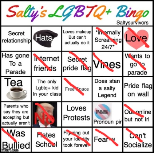 BINGO! | image tagged in the pride bingo | made w/ Imgflip meme maker