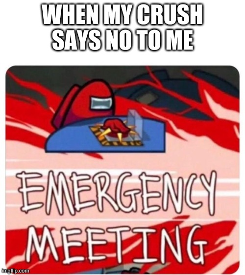 Emergency Meeting Among Us | WHEN MY CRUSH SAYS NO TO ME | image tagged in emergency meeting among us | made w/ Imgflip meme maker